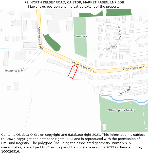 79, NORTH KELSEY ROAD, CAISTOR, MARKET RASEN, LN7 6QB: Location map and indicative extent of plot