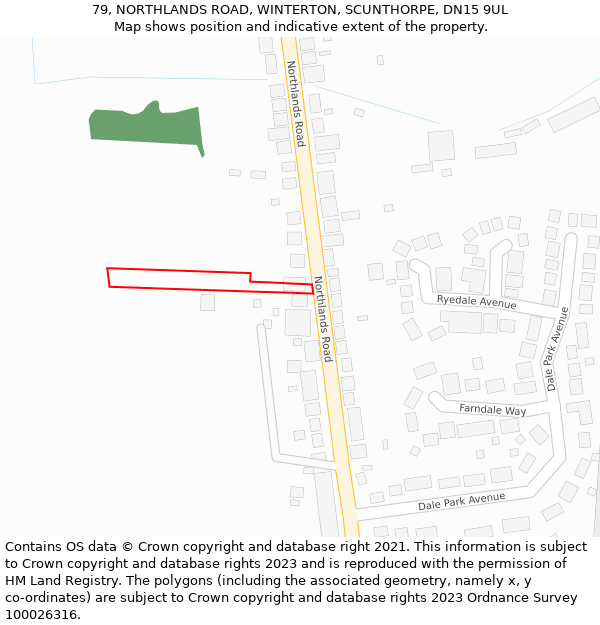 79, NORTHLANDS ROAD, WINTERTON, SCUNTHORPE, DN15 9UL: Location map and indicative extent of plot
