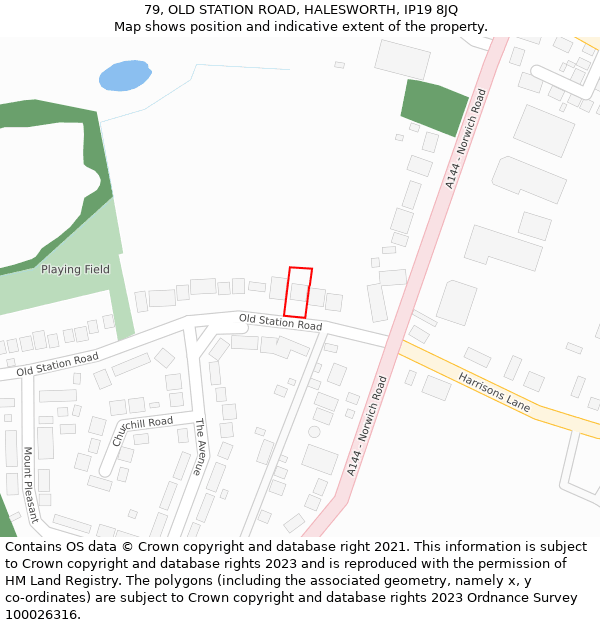 79, OLD STATION ROAD, HALESWORTH, IP19 8JQ: Location map and indicative extent of plot