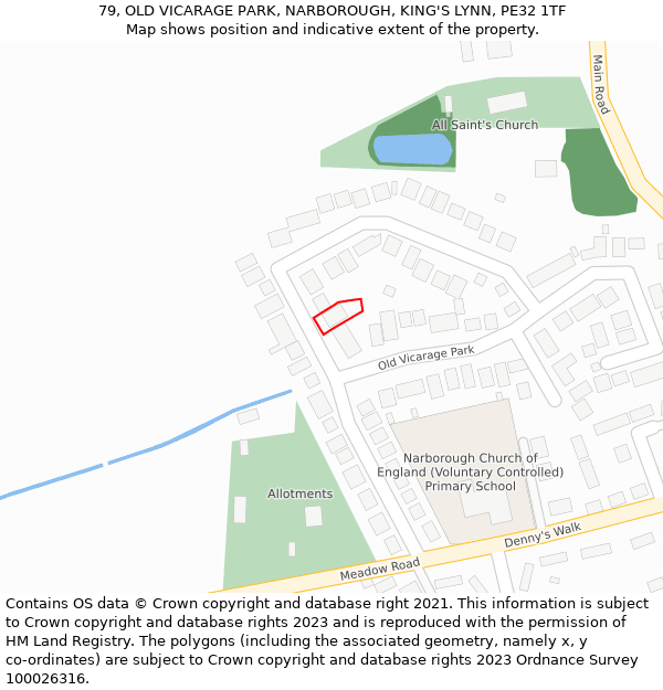 79, OLD VICARAGE PARK, NARBOROUGH, KING'S LYNN, PE32 1TF: Location map and indicative extent of plot