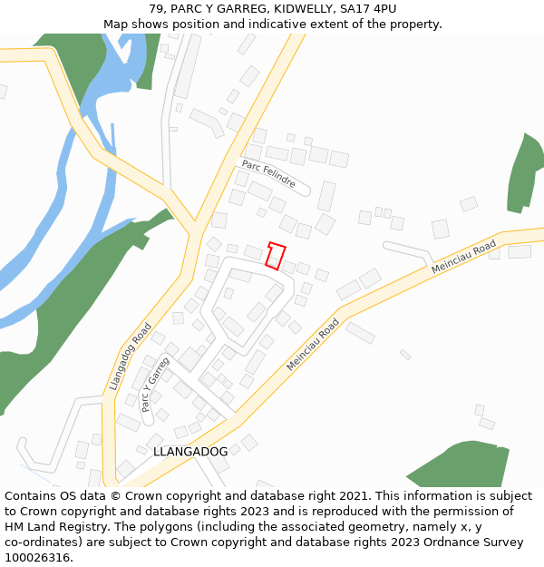 79, PARC Y GARREG, KIDWELLY, SA17 4PU: Location map and indicative extent of plot