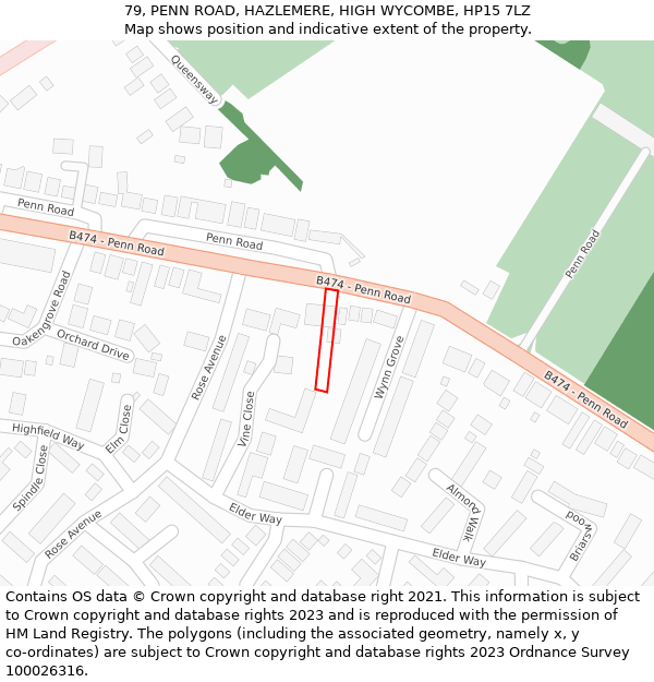 79, PENN ROAD, HAZLEMERE, HIGH WYCOMBE, HP15 7LZ: Location map and indicative extent of plot