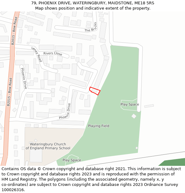 79, PHOENIX DRIVE, WATERINGBURY, MAIDSTONE, ME18 5RS: Location map and indicative extent of plot