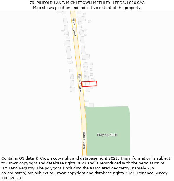 79, PINFOLD LANE, MICKLETOWN METHLEY, LEEDS, LS26 9AA: Location map and indicative extent of plot