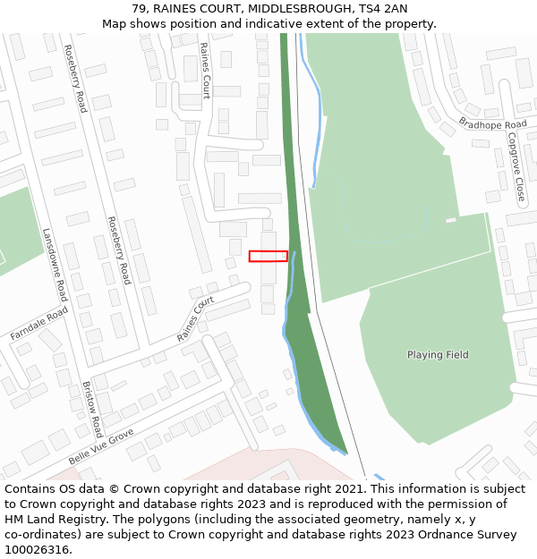 79, RAINES COURT, MIDDLESBROUGH, TS4 2AN: Location map and indicative extent of plot