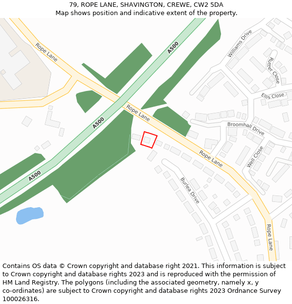 79, ROPE LANE, SHAVINGTON, CREWE, CW2 5DA: Location map and indicative extent of plot