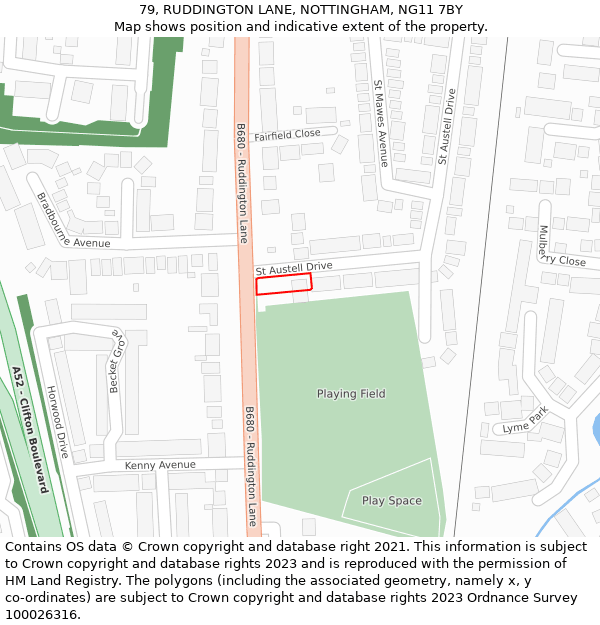 79, RUDDINGTON LANE, NOTTINGHAM, NG11 7BY: Location map and indicative extent of plot