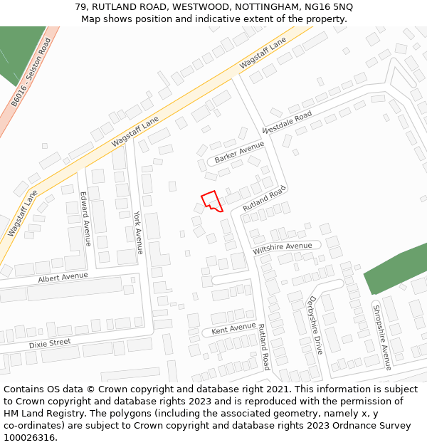 79, RUTLAND ROAD, WESTWOOD, NOTTINGHAM, NG16 5NQ: Location map and indicative extent of plot