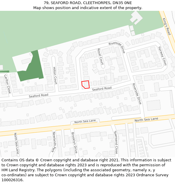 79, SEAFORD ROAD, CLEETHORPES, DN35 0NE: Location map and indicative extent of plot