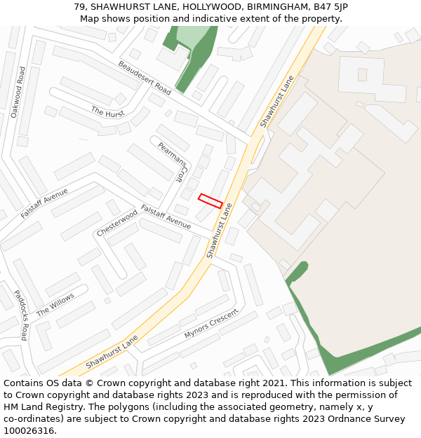 79, SHAWHURST LANE, HOLLYWOOD, BIRMINGHAM, B47 5JP: Location map and indicative extent of plot