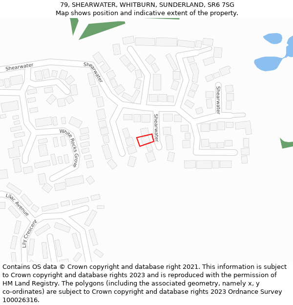 79, SHEARWATER, WHITBURN, SUNDERLAND, SR6 7SG: Location map and indicative extent of plot