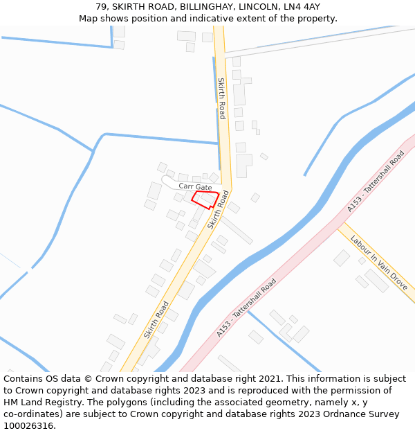 79, SKIRTH ROAD, BILLINGHAY, LINCOLN, LN4 4AY: Location map and indicative extent of plot