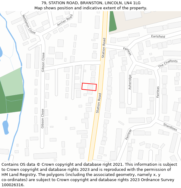 79, STATION ROAD, BRANSTON, LINCOLN, LN4 1LG: Location map and indicative extent of plot