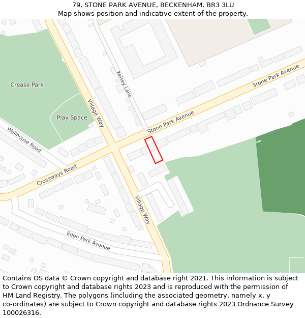 79, STONE PARK AVENUE, BECKENHAM, BR3 3LU: Location map and indicative extent of plot