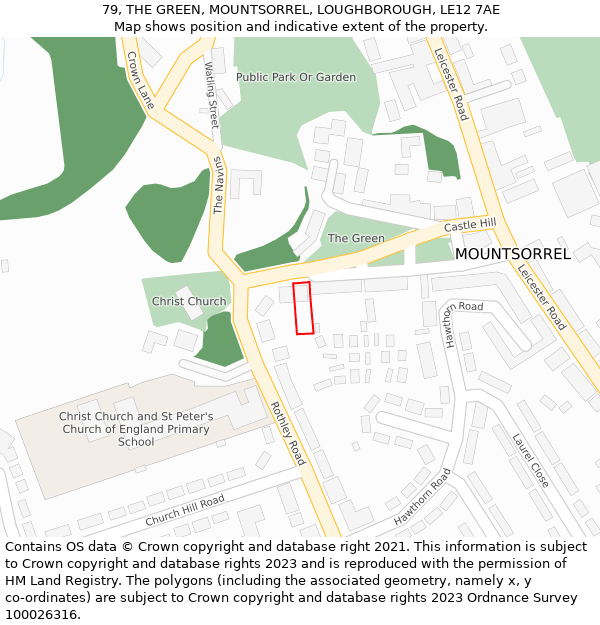 79, THE GREEN, MOUNTSORREL, LOUGHBOROUGH, LE12 7AE: Location map and indicative extent of plot