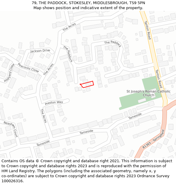 79, THE PADDOCK, STOKESLEY, MIDDLESBROUGH, TS9 5PN: Location map and indicative extent of plot