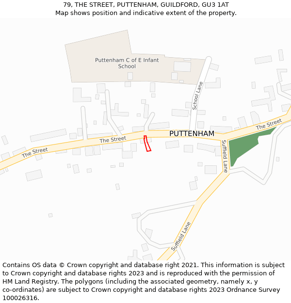 79, THE STREET, PUTTENHAM, GUILDFORD, GU3 1AT: Location map and indicative extent of plot