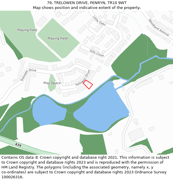 79, TRELOWEN DRIVE, PENRYN, TR10 9WT: Location map and indicative extent of plot