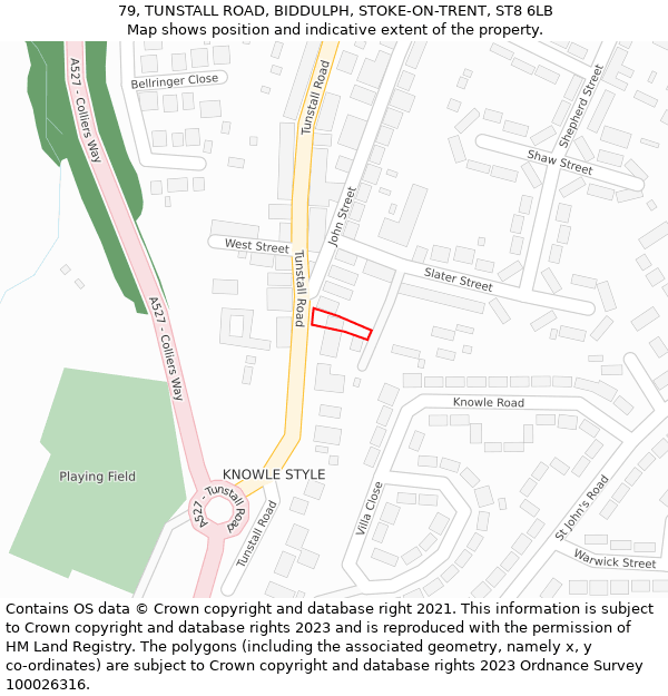 79, TUNSTALL ROAD, BIDDULPH, STOKE-ON-TRENT, ST8 6LB: Location map and indicative extent of plot