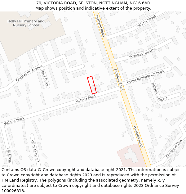 79, VICTORIA ROAD, SELSTON, NOTTINGHAM, NG16 6AR: Location map and indicative extent of plot