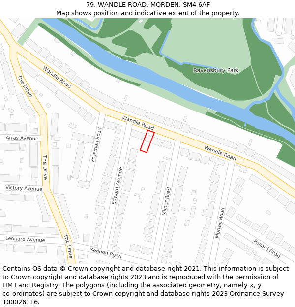 79, WANDLE ROAD, MORDEN, SM4 6AF: Location map and indicative extent of plot