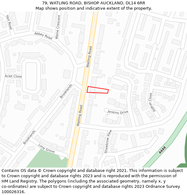 79, WATLING ROAD, BISHOP AUCKLAND, DL14 6RR: Location map and indicative extent of plot