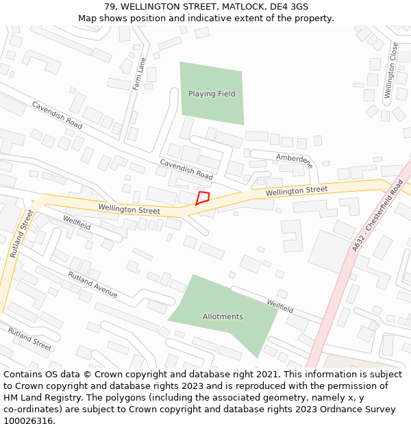 79, WELLINGTON STREET, MATLOCK, DE4 3GS: Location map and indicative extent of plot