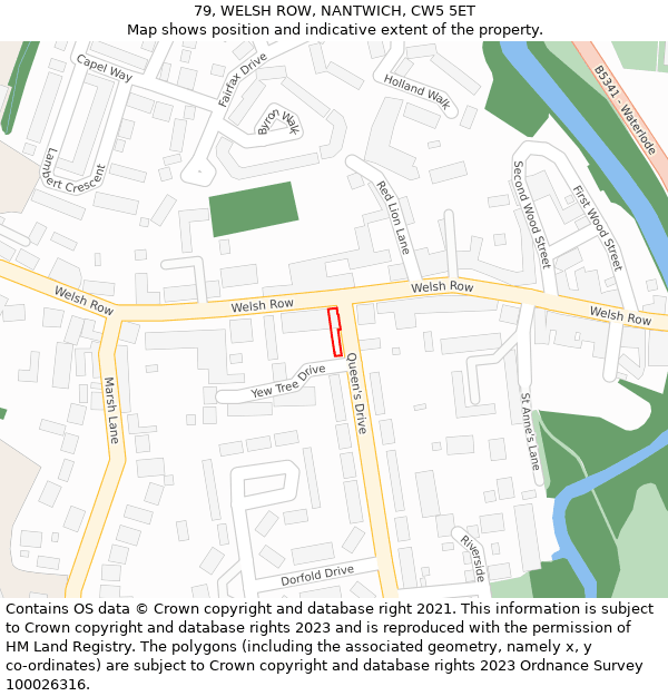 79, WELSH ROW, NANTWICH, CW5 5ET: Location map and indicative extent of plot