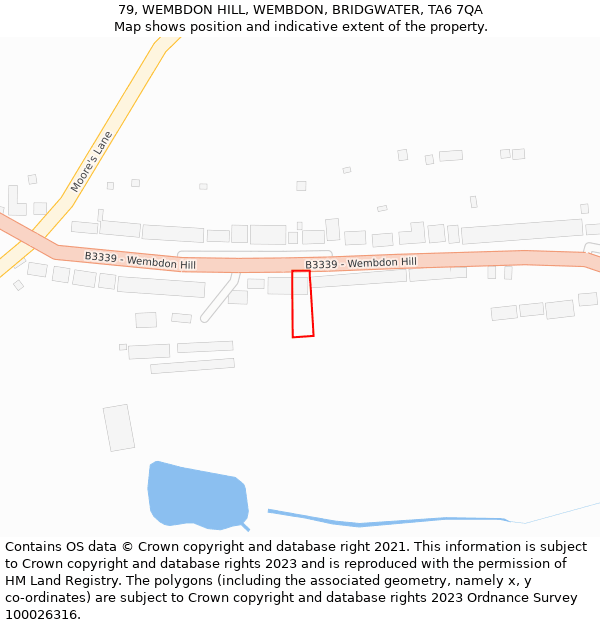 79, WEMBDON HILL, WEMBDON, BRIDGWATER, TA6 7QA: Location map and indicative extent of plot