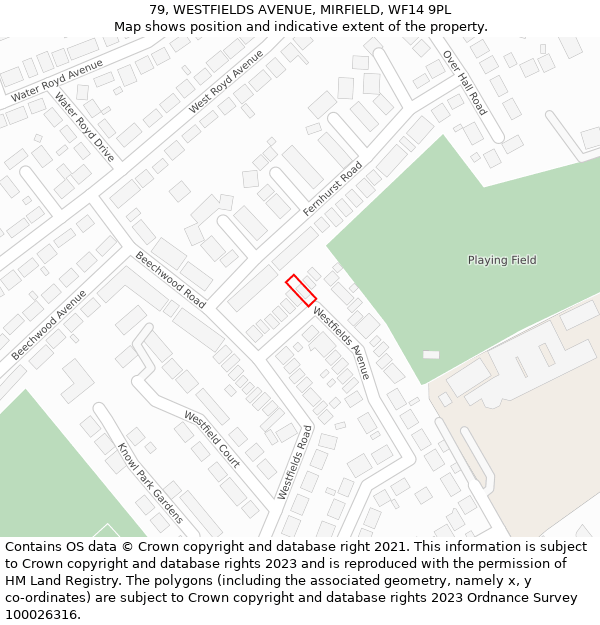 79, WESTFIELDS AVENUE, MIRFIELD, WF14 9PL: Location map and indicative extent of plot