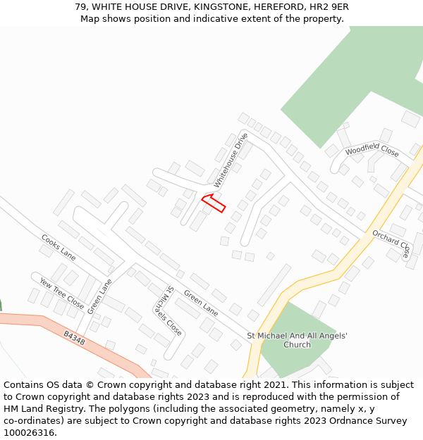 79, WHITE HOUSE DRIVE, KINGSTONE, HEREFORD, HR2 9ER: Location map and indicative extent of plot