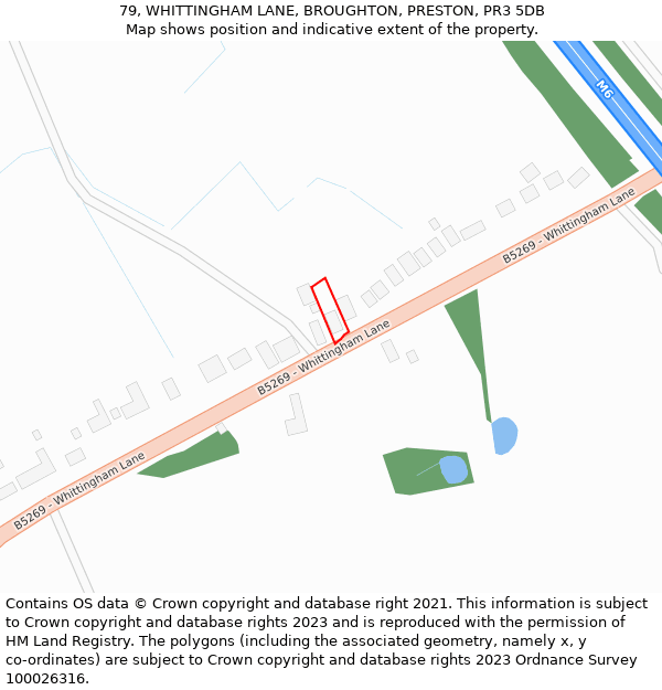 79, WHITTINGHAM LANE, BROUGHTON, PRESTON, PR3 5DB: Location map and indicative extent of plot