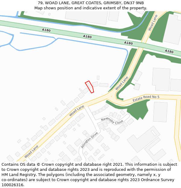 79, WOAD LANE, GREAT COATES, GRIMSBY, DN37 9NB: Location map and indicative extent of plot