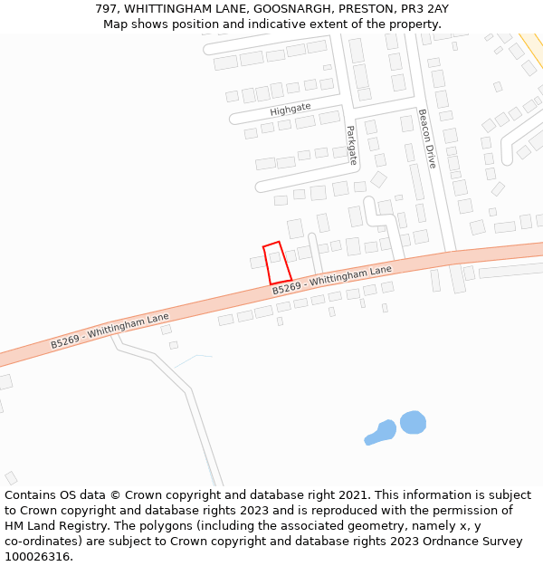 797, WHITTINGHAM LANE, GOOSNARGH, PRESTON, PR3 2AY: Location map and indicative extent of plot