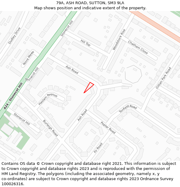 79A, ASH ROAD, SUTTON, SM3 9LA: Location map and indicative extent of plot