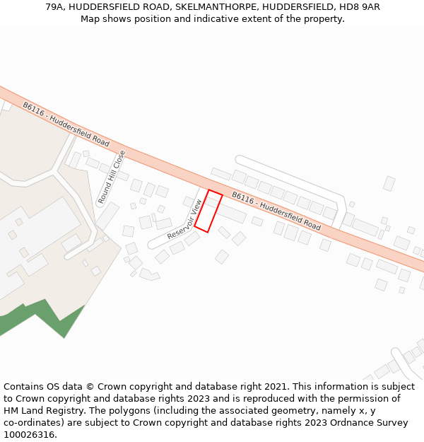 79A, HUDDERSFIELD ROAD, SKELMANTHORPE, HUDDERSFIELD, HD8 9AR: Location map and indicative extent of plot