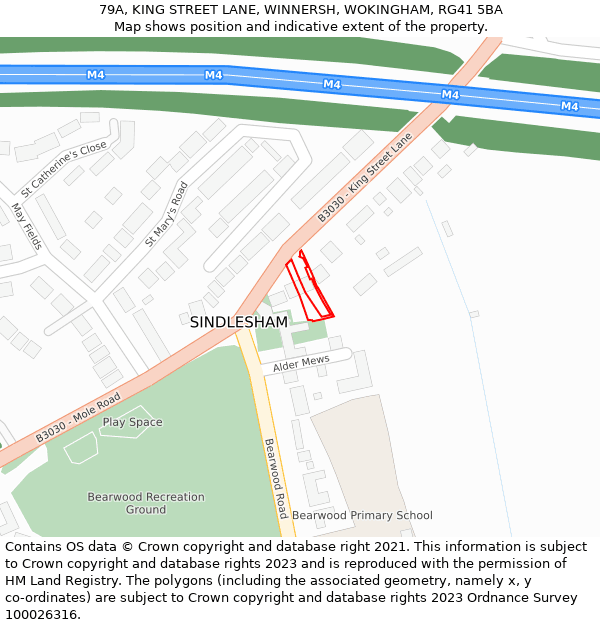 79A, KING STREET LANE, WINNERSH, WOKINGHAM, RG41 5BA: Location map and indicative extent of plot