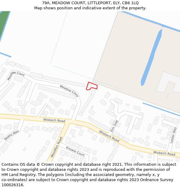 79A, MEADOW COURT, LITTLEPORT, ELY, CB6 1LQ: Location map and indicative extent of plot