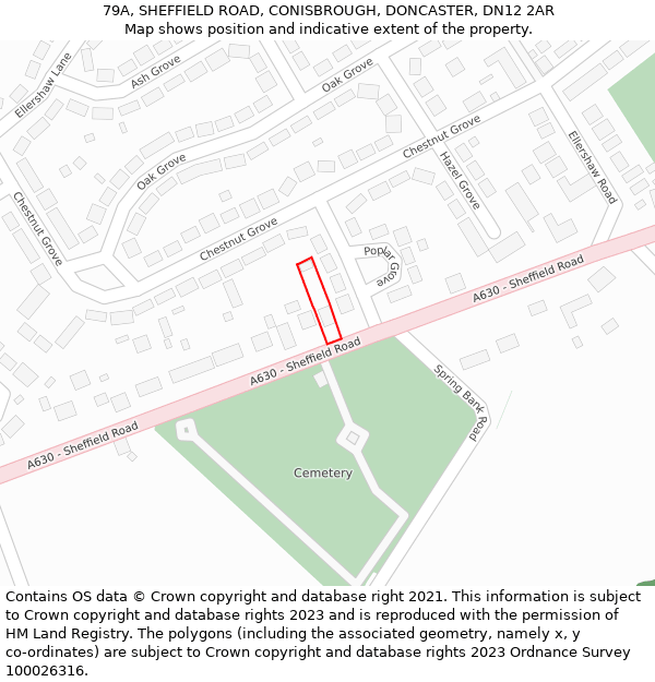 79A, SHEFFIELD ROAD, CONISBROUGH, DONCASTER, DN12 2AR: Location map and indicative extent of plot