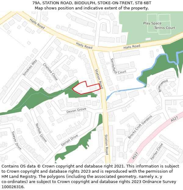 79A, STATION ROAD, BIDDULPH, STOKE-ON-TRENT, ST8 6BT: Location map and indicative extent of plot