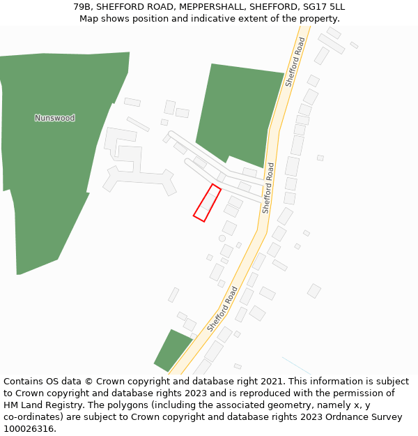 79B, SHEFFORD ROAD, MEPPERSHALL, SHEFFORD, SG17 5LL: Location map and indicative extent of plot