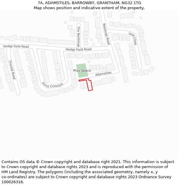 7A, ADAMSTILES, BARROWBY, GRANTHAM, NG32 1TG: Location map and indicative extent of plot