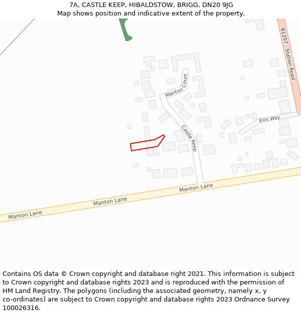 7A, CASTLE KEEP, HIBALDSTOW, BRIGG, DN20 9JG: Location map and indicative extent of plot