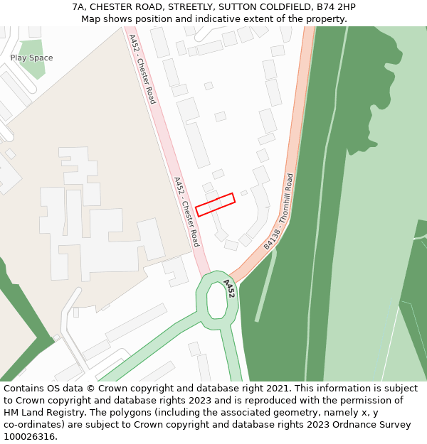 7A, CHESTER ROAD, STREETLY, SUTTON COLDFIELD, B74 2HP: Location map and indicative extent of plot