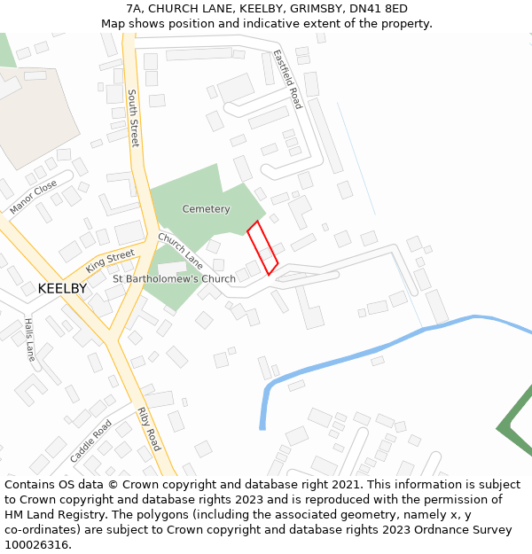 7A, CHURCH LANE, KEELBY, GRIMSBY, DN41 8ED: Location map and indicative extent of plot