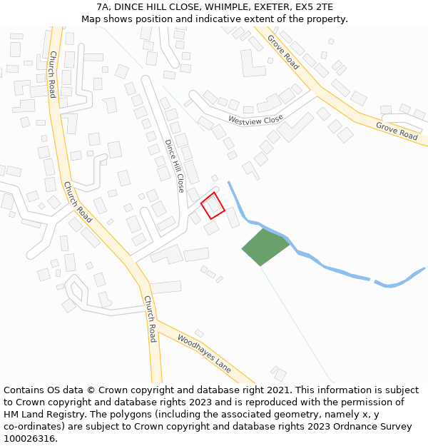 7A, DINCE HILL CLOSE, WHIMPLE, EXETER, EX5 2TE: Location map and indicative extent of plot