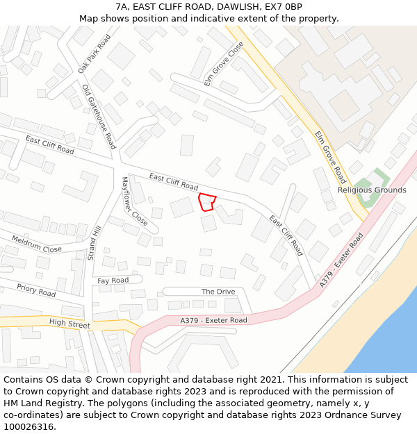 7A, EAST CLIFF ROAD, DAWLISH, EX7 0BP: Location map and indicative extent of plot