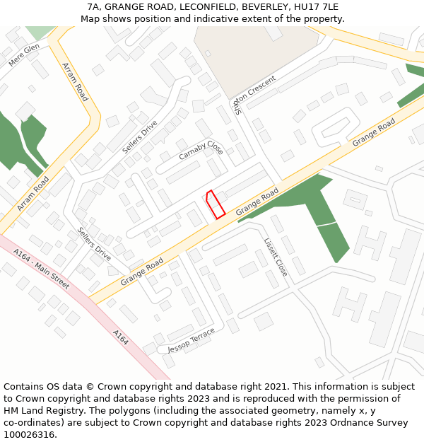 7A, GRANGE ROAD, LECONFIELD, BEVERLEY, HU17 7LE: Location map and indicative extent of plot