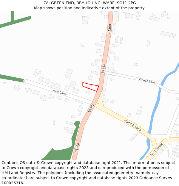 7A, GREEN END, BRAUGHING, WARE, SG11 2PG: Location map and indicative extent of plot