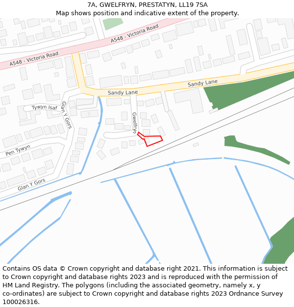 7A, GWELFRYN, PRESTATYN, LL19 7SA: Location map and indicative extent of plot